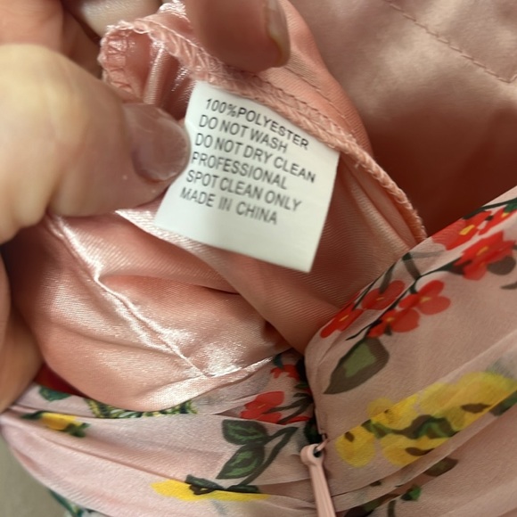 Ieena For Mac Duggal Pink Floral Chiffon Tiered Gown Dress Women Size 14 - Picture 9 of 10